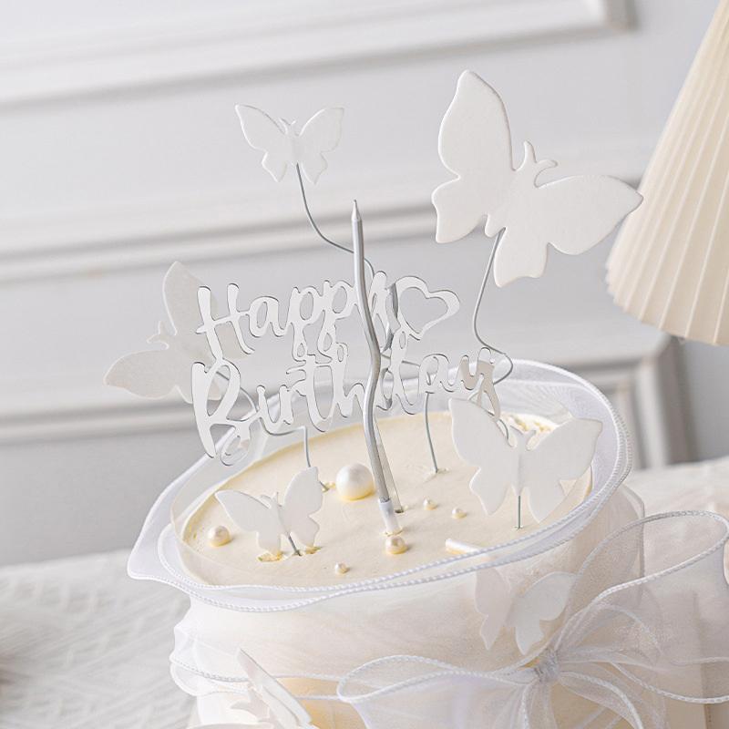 50Pcs Butterfly Flower Shape Cake Baking Decorating Paper Wafer Paper Cake Dessert Toppers Gifts KTY