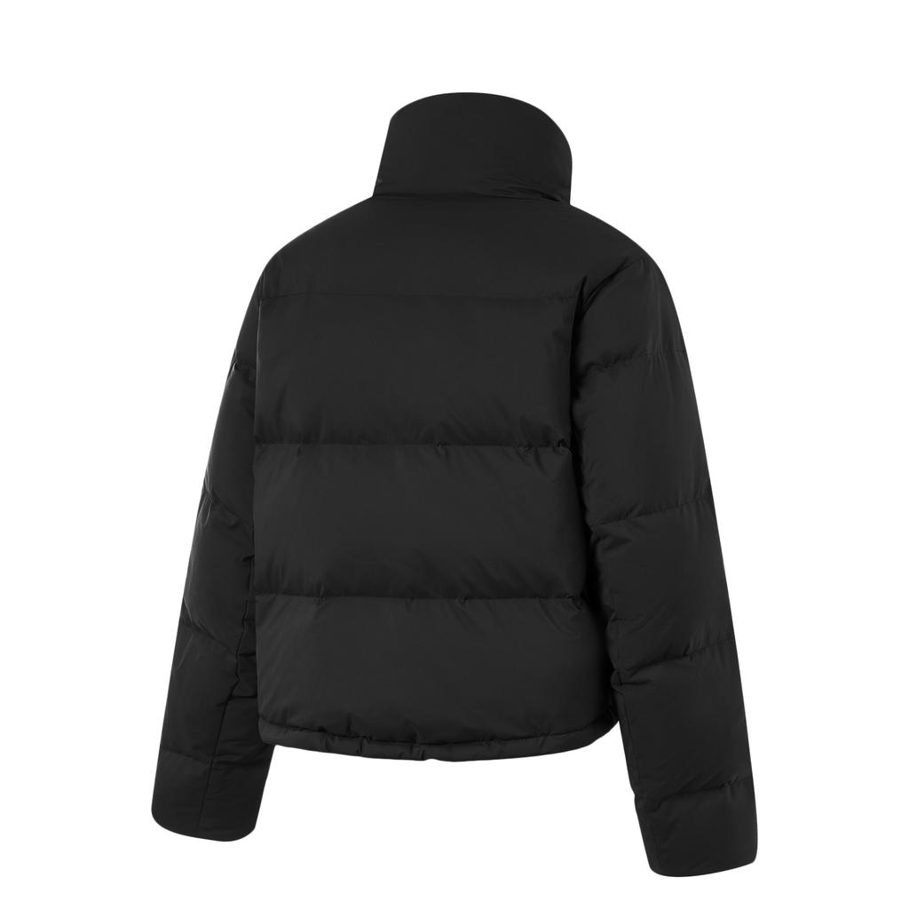 Li-Ning Water-Resistant Solid Color Zip-Up Stand Collar Comfortable Breathable Short Casual Down Jacket Women Jackets Black AYMU102-2