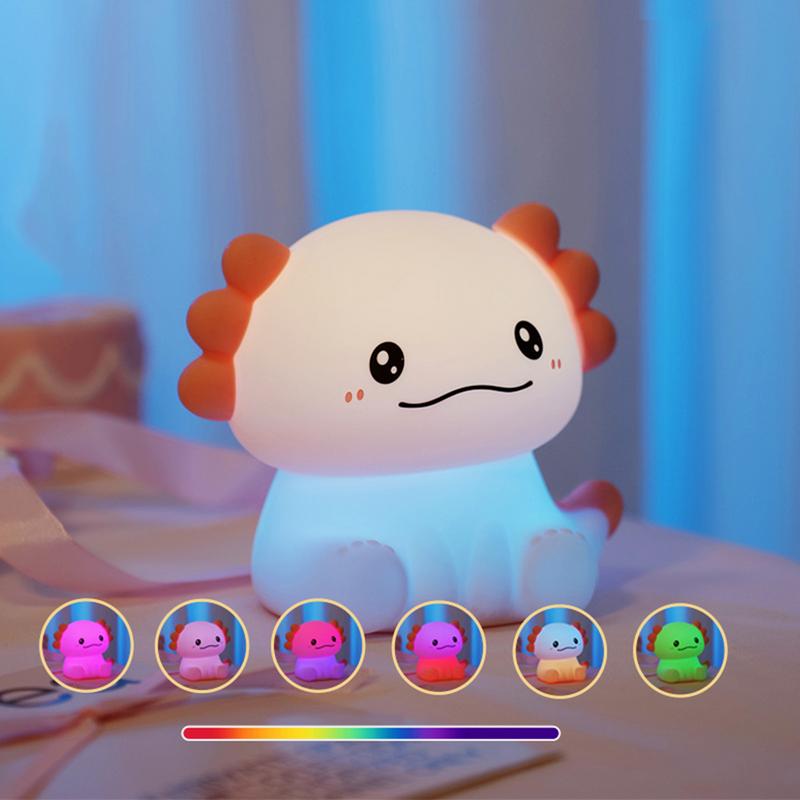 Axolotl Night Light Silicone Lamp Axolotl Shape LED Changing Colors Cute Bright Lighting For Nursery Bedroom Bathroom Toddler