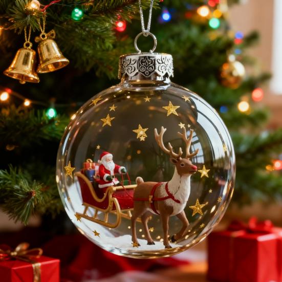 The Reindeer Family Christmas Ball Funny 3D Reindeer Hanging Decoration Plastic Christmas Ball Winter Ornaments for Xmas Tree Indoor Home Decor