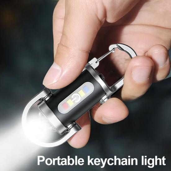 Mini Flashlight 5 Lighting Modes Dual Light Source Waterproof Rechargeable Keychain Flashlight Camping LED Torch