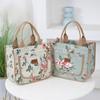 Aesthetic Floral Print Lunch Bag Insulated Large Capacity Lunch Bag Thermal Cooler Handbag for School Work Travel Picnic