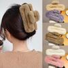 Large Plush Claw Clip for Women - Autumn/Winter 2023 Furry Hair Accessory, Square Shark Design, High-End Headwear