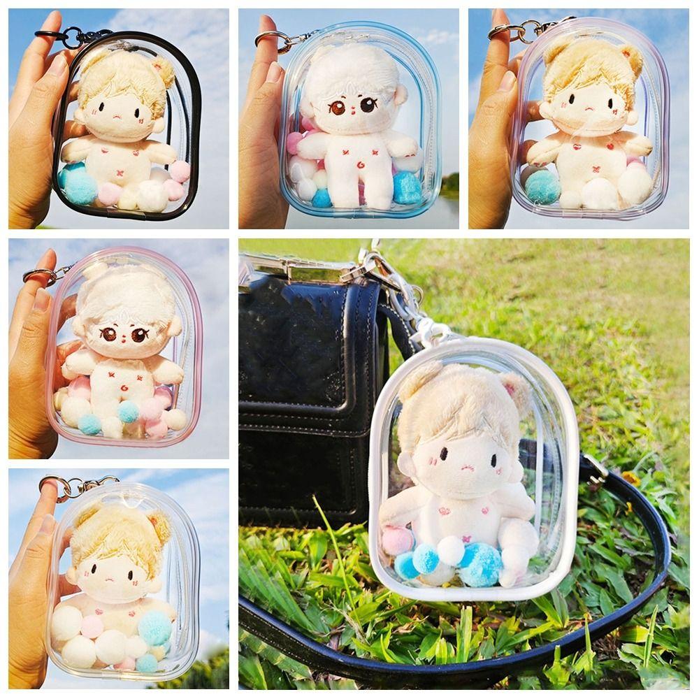 Clear Transparent Storage Case 10cm Doll Doll Display Box Gift Outdoor Bag 10cm Cotton Doll