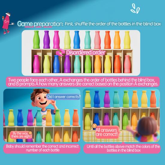 1 Set Bottle Color Matching Toy with 45950 Colorful Bottles Children Toddlers Boys Girls