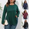Women's Plus Size Solid Color Long Sleeve Casual Irregular T-shirt for Autumn/Winter