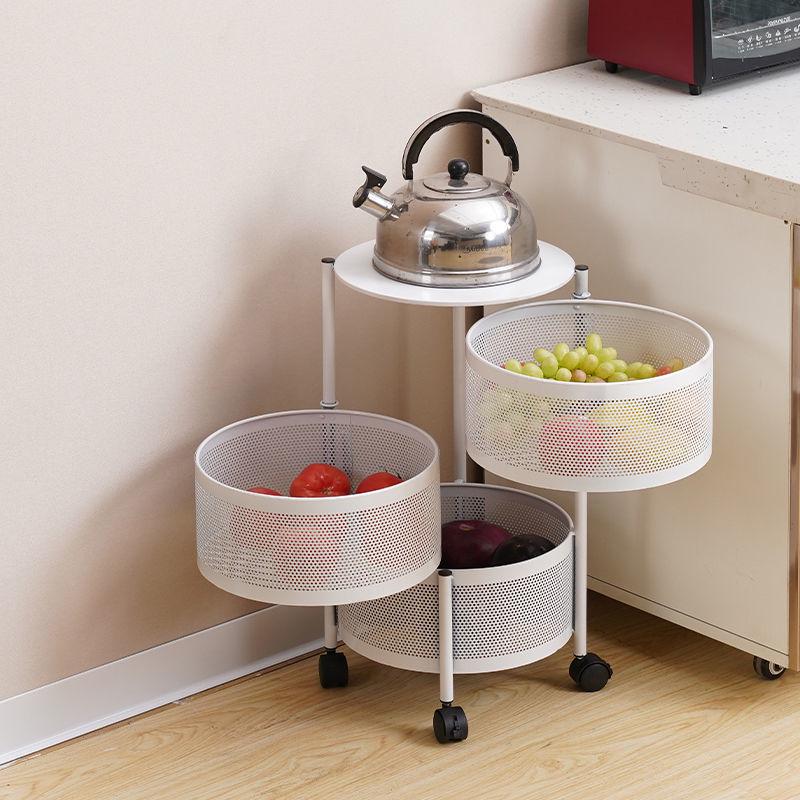 Rotating Multi-Layer Storage Rack for Fruits & Vegetables - No Installation Needed