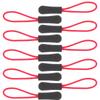 10Pcs Nylon Zip Tags Black Durable 25cm Puller 45cm Cord Length Extension for Outdoor Camping Backpacks Bags Garment