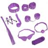 8pcs SM Sex Toy Set, Couple Sex Toys, Collars and Leashes, Handcuffs, Ankle Cuffs, Whips, Mouth Balls, Eye Masks, 10 Meter Rope, Nipple Clip Props