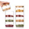Tiered Glass Storage Jars Snack and Dried Fruit Organizer Glass Salad Bowl with Lid
