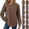 Women's Plaid Print Round Neck Long Sleeve Casual Loose Top
