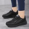 2024 Women's Leather Casual Sneakers Lace Up Flats Lightweight Comfortable Black Anti-slip Running Shoes Outdoor Sports