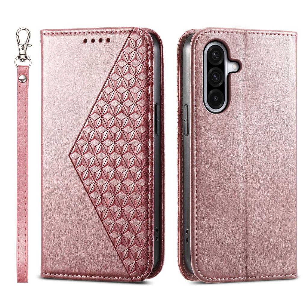 For Samsung Galaxy A17 5G Case Calf Texture PU Leather Wallet Phone Cover with Wrist Strap