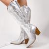 Western Cowboy Boots Women's Rhinestone Embroidered Boots Hot-selling New Thick-heeled Retro Cowboy Boots Boots Boots