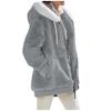 2024 Autumn/Winter Loose Plush Long Sleeve Zip Pocket Hooded Warm Coat for Women