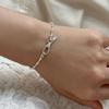 Warmrecord Silver 925 Bagel Ball Chain Bracelet_B014