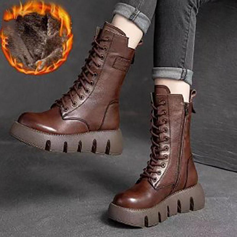 Winter Female Ankle Boots Artificial Leather Cotton Boots Thick-soled Padded Women Shoes Warm Snow Boots Female