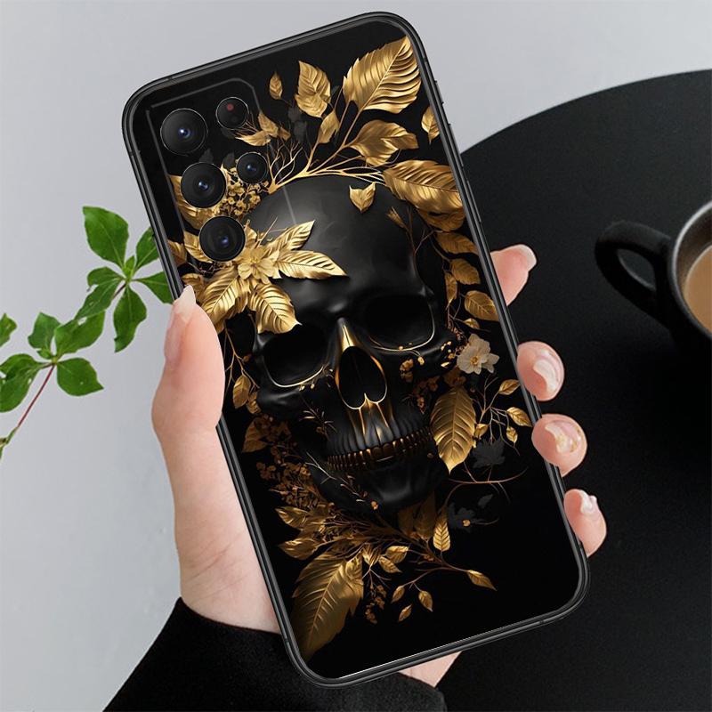 Skull Flower Art Phone Case For Samsung A35 A55 A54 A15 A25 A05s A05 A22 A24 A52 A33 A34 M34 M14 M54 M23