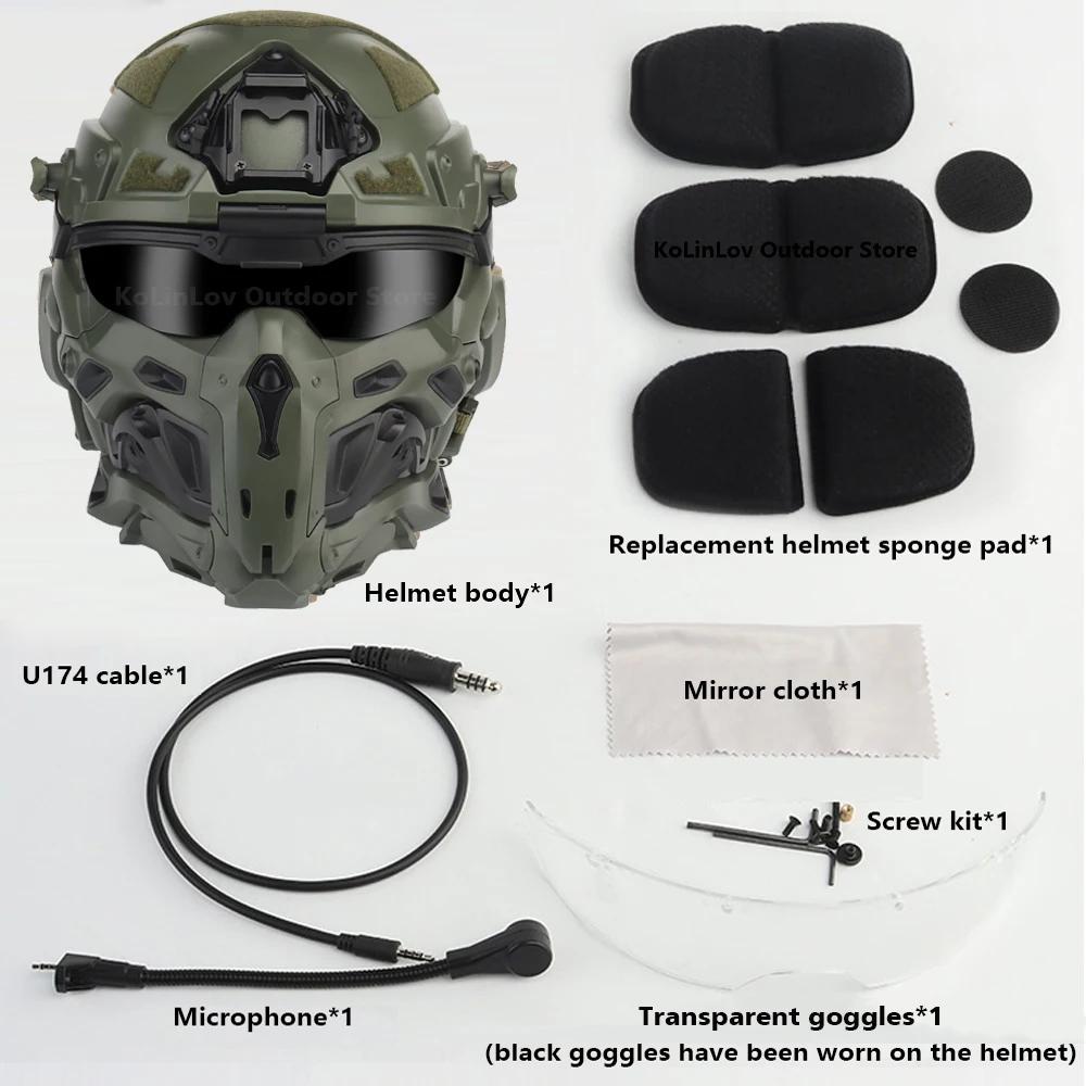 NEW W-Ronin Assault Helmet Tactical FAST Helmet Built-in Communication Headset Anti-fog Fan Detachable Mask Replacement Lens