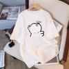 2025 Women's Loose White Cartoon T-Shirt - Trendy Short-Sleeve Summer Niche Design