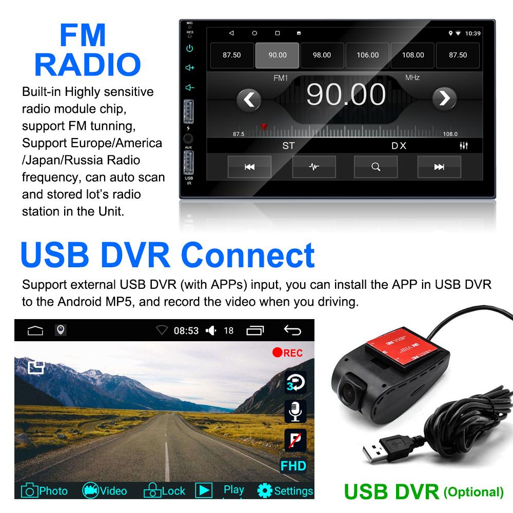 icreative 7 Inch 1+16GB/2+32GB Car Radio Android WiFi GPS FM Radio Car Player MP5 Central Control Full Screen 2 USB All-in-one Machine Universal Radio