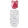 Pack of 2pcs Baby Blanket Set with Bowknot Beanie Hat Soft Breathable Sleepsack 0-1 Year Newborns Wrap Towel & Bonnet