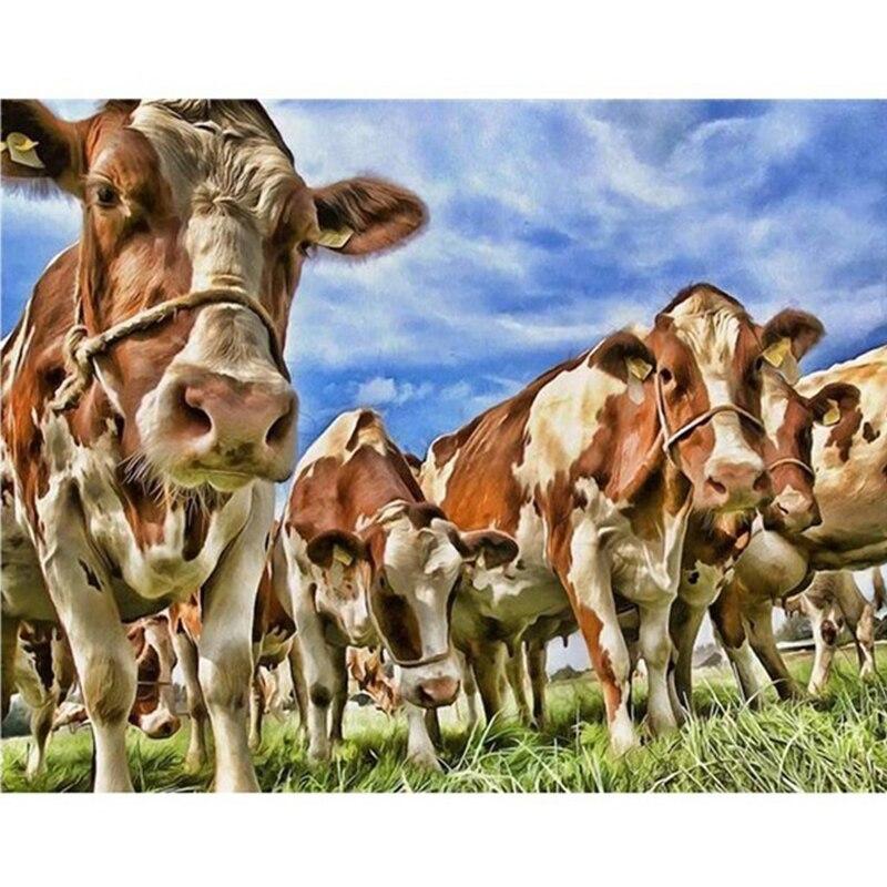 DIY Cow 5D Diamond Painting Full Round Drill Farm Animal Diamond Embroidery Cross Stitch Kit Mosaic Resin Home Decor Gift