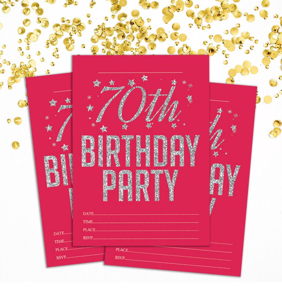 Darling Souvenir Pink Birthday Invitation Card Printable Elegant Fill or Write In Blank Party Invites 28 Pcs 5 X 7