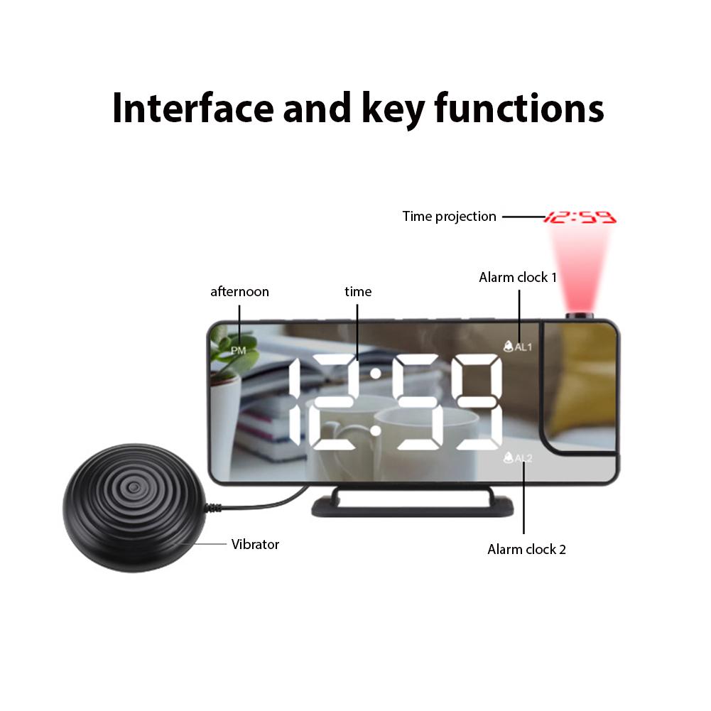 Creative LED Digital Vibration Alarm Clock Multifunctional Sound Vibration Bedside Mirror Clocks with Snooze USB