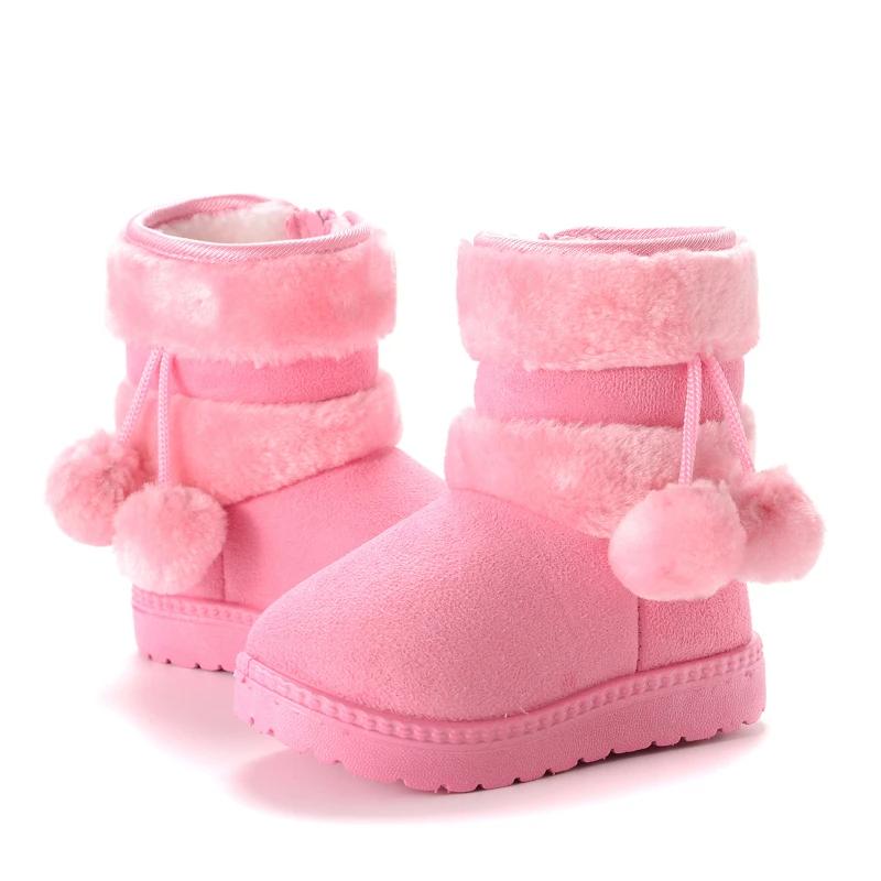 Child Shoes New Trendy Winter Boots for Children Thick Soled Wool Ball Snow Boots Winter Cotton Inserts Girl Sneakers Botas Niña