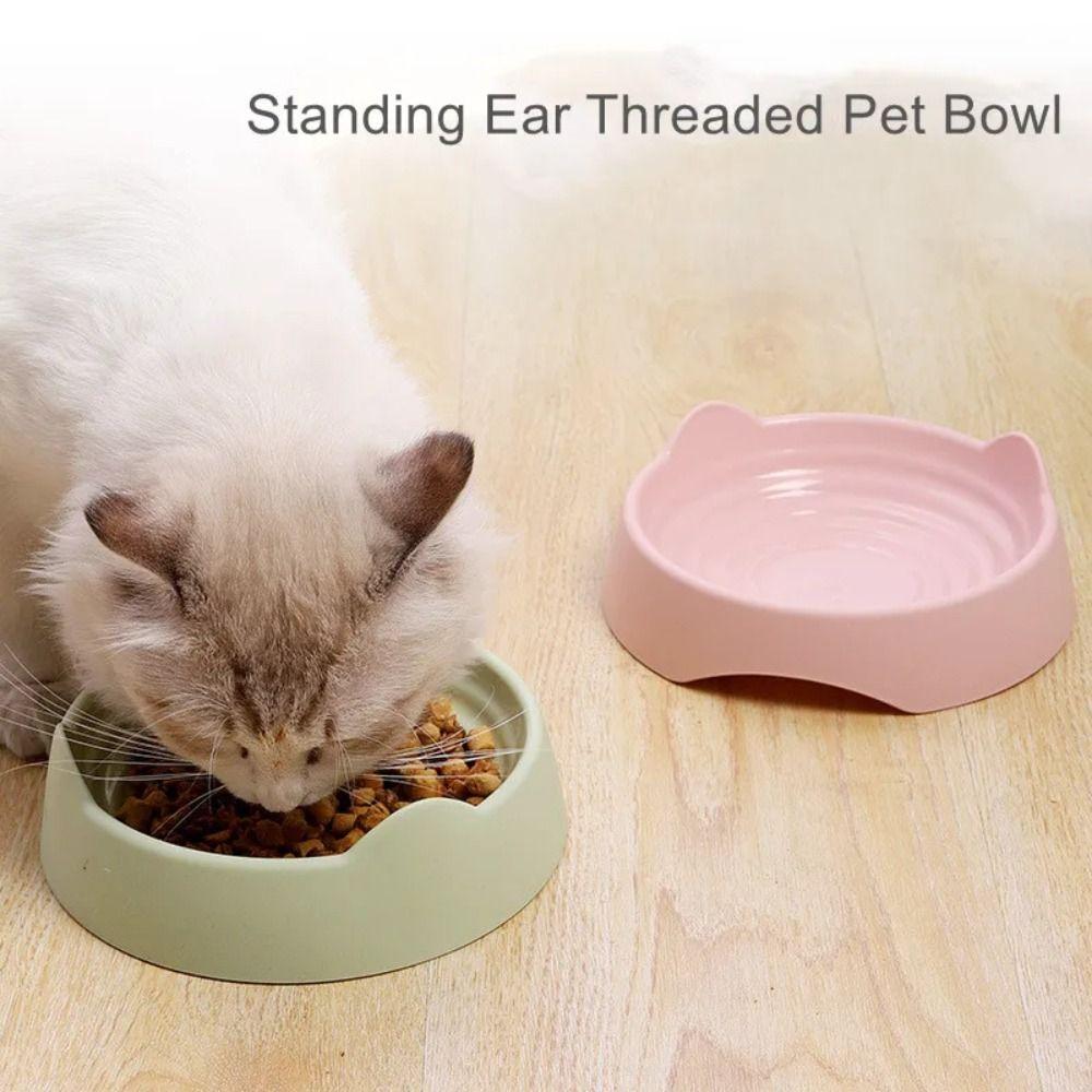 Solid Color Cat Bowl Plastic Pet Supplies Practical Kitten Food Container