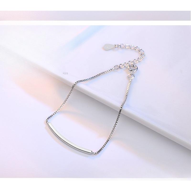 Bracelet Accessory Horizontal Tube Elbow Box Chain Bracelet Women's Simple All-Match Silver Accessories Silver-Plated Bracelet