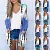 Long Sleeve Women Retro Printed Light And Thin Top Lightweight  Jacket Cardigan
