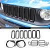 ABS Car Front Grille Headlight Decoration Ring Tail Light Taillight Cover Stickers For Jeep Renegade 2016-2018 Up Car Exterior Accessories, Black