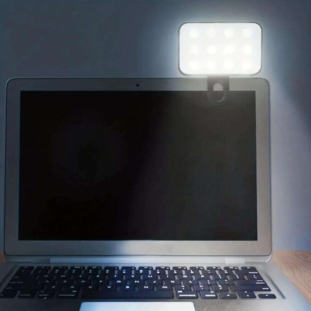 Portable Mini Selfie Fill Light Rechargeable 3 Modes Adjustable Brightness Clip On For Phone, Laptop, Tablet Meeting, Make Up