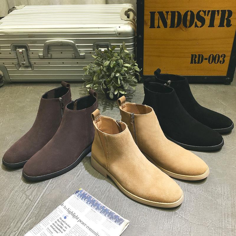 Men's Classic Retro Chelsea Boots Cow Suede Genuine Leather Men Trendy Ankle Boot Mens Casual Short Boots High-Top Shoes
