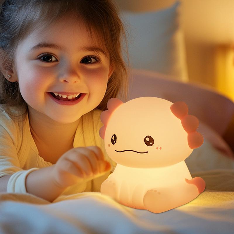 Axolotl Night Light Silicone Lamp Axolotl Shape LED Changing Colors Cute Bright Lighting For Nursery Bedroom Bathroom Toddler