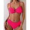 2025 Stylish European & American High Waist Bikini: Sexy Solid Color Swimsuit for Women