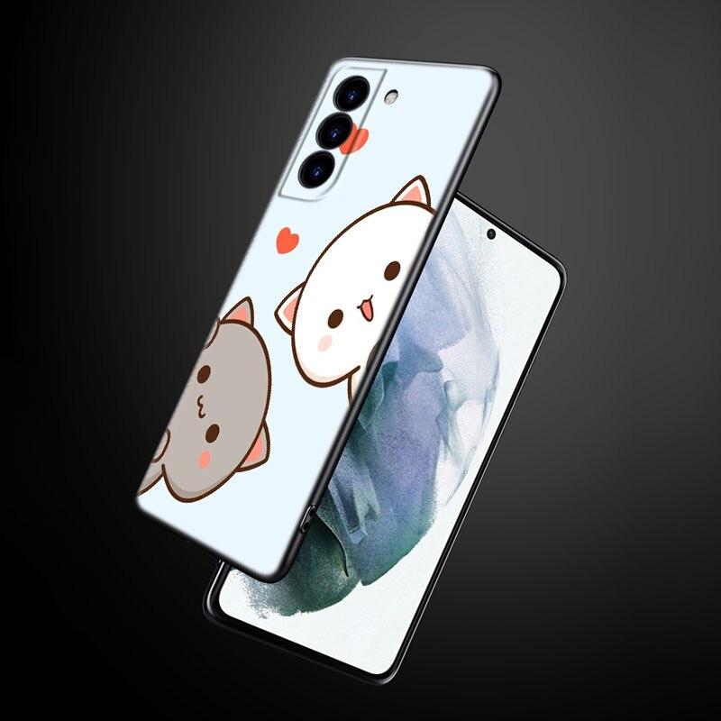 Funny Cartoon Cat Phone Case For Samsung Galaxy S22 Pro S21 S20 Ultra FE S10 Lite 5G S10E S9 S8 Plus Soft TPU Black Cover