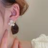 S925 Silver French Floral Earrings with Large & Small Pearls - Elegant, Fashionable Design for Women
