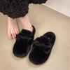 Fashion Aphixta Cute Butterfly Knot Design Solid Color Indoor Slipper Soft Warm Women Furry Mule Shoes Flat With Anti-skip Women Shoes