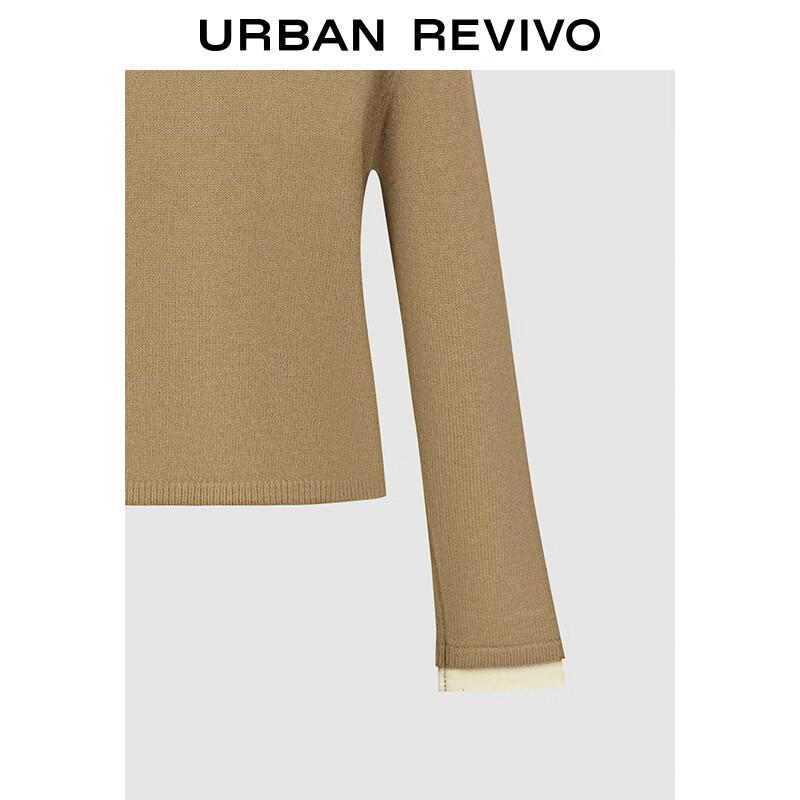 UR Women's Retro Color-block Faux Two-Piece Cardigan