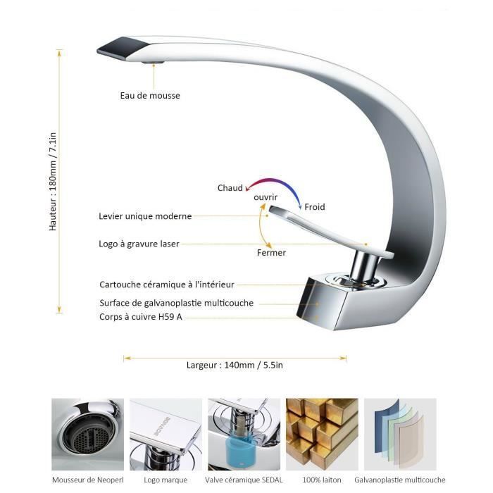 BONADE Смеситель для раковины, однорычажный, хромированная латунь, для ванной комнаты