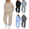 2 Pcs/Set Women Sport Top Pants Set Hooded Long Sleeve Pure Color Hoodie