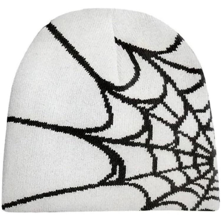 Шапка-бини «Паутина» Y2K Шапка-бини вязаная шапка-бини Шапка «Паутина» Y2k Мешковатая шапка-бини с напуском Skullies Шапка-бини Кепка с черепом