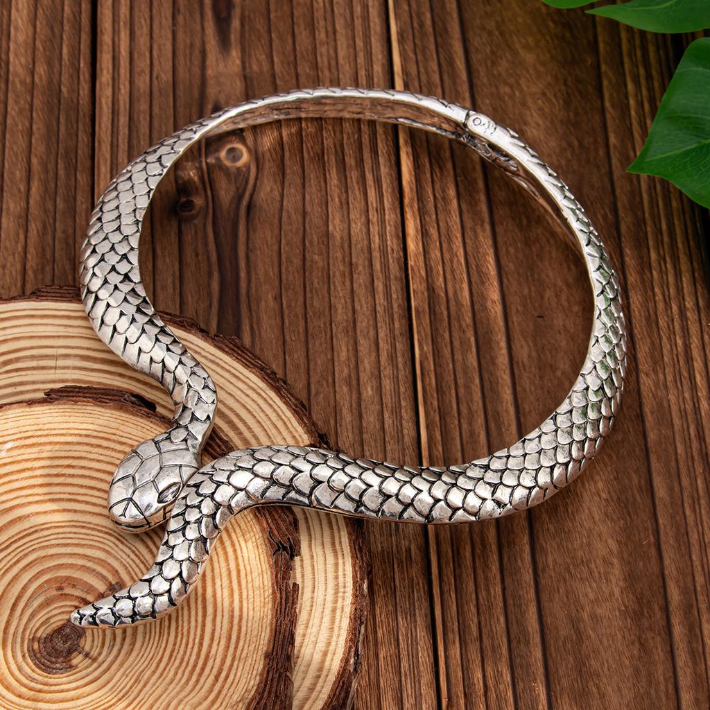 Exaggerated Silver Snake Alloy Collar Punk Style Winding Choker Necklace Retro Fashion Personality Spring Style Collar for Women