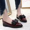Spring Korean Version Bow Pointed Casual Low-top Single Shoes Women's Flat Bottom Shallow Mouth Simple Foot Cover Commuter Women's Leather Shoes