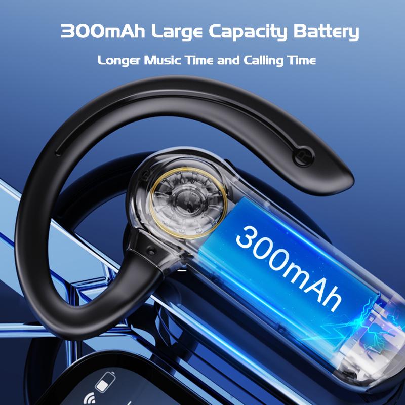 VAORLO LED Digital Display Ear-Hook Headphone With HD Microphone IPX7 Waterproof Earphones For Smartphones Sport Headset