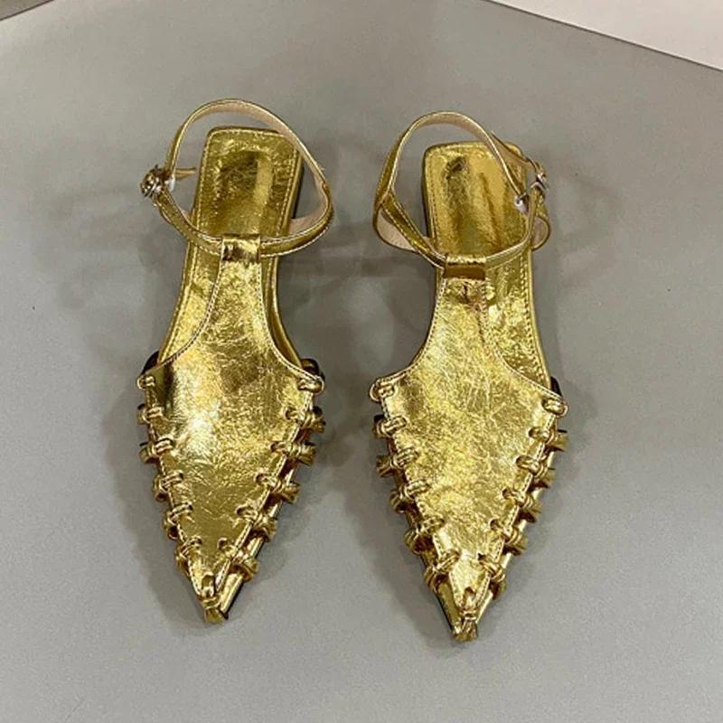 Fashion Flats Pointed Toe Sandals Women Summer Casual Shoes 2025 Fashion New Slippers Designer Beach Walking Cozy Trend Female Chaussure