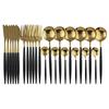 Gold Cutlery Set 24 Piece Tableware Sets Of Dishes Knifes Spoons Forks Set Stainless Steel Cutlery Dinnerware Set Spoon Settings
